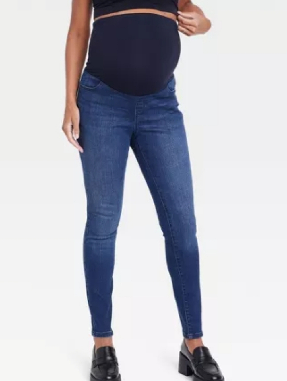 Isabel Maternity Skinny Jeans Over Belly Jeans Pants Dark Blue 14